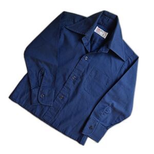Vintage Navy Blue Collar JC Penney No Iron Shirt Boys Toddler Retro 70’s 80’s 5T